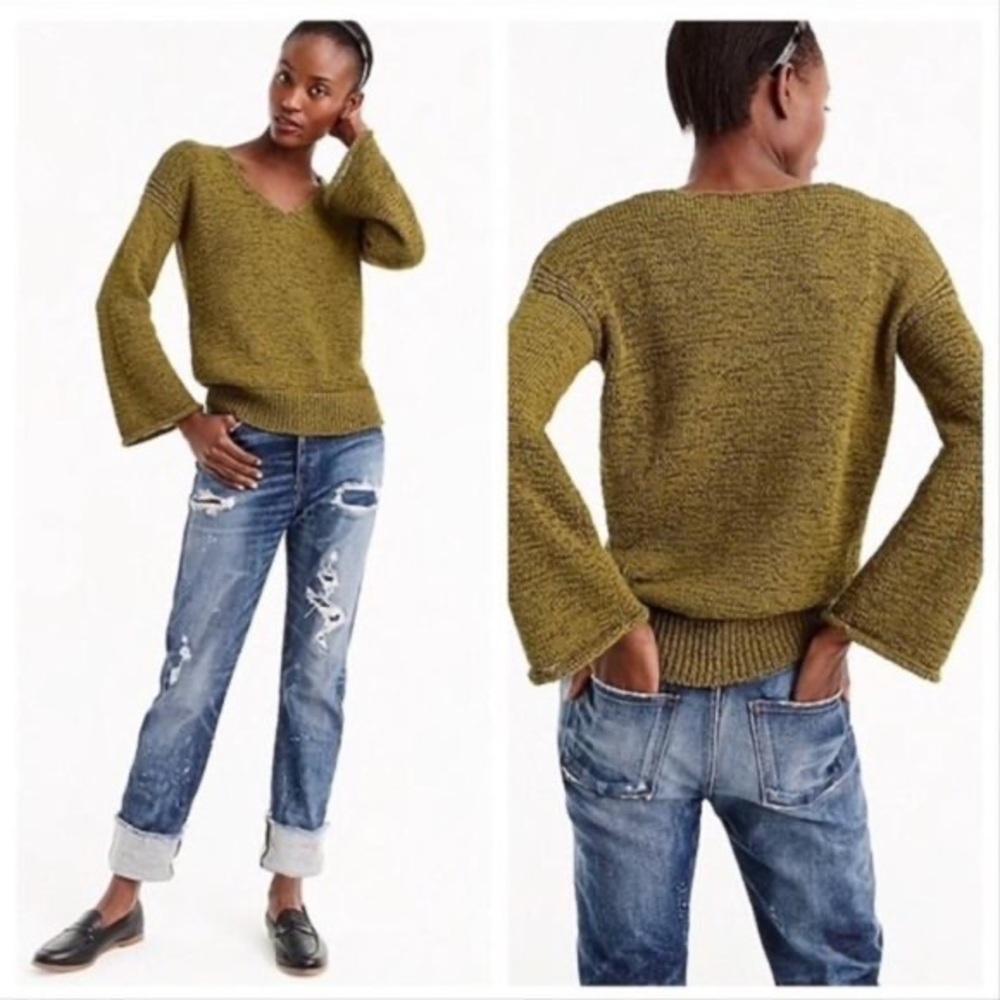 J. Crew Swing Flare Sleeve Sweater in Cream Size Small Style H7152